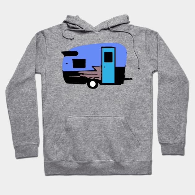 Blue Camper Trailer Vintage Hoodie by DogfordStudios